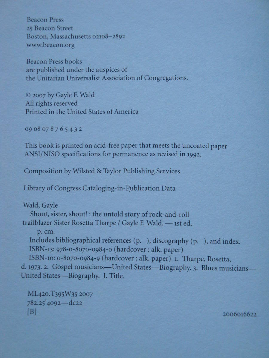Shout, Sister, Shout!: The Untold Story of Rock-and-Roll Trailblazer Sister  Rosetta Tharpe: Wald, Gayle: 9780807009857: : Books