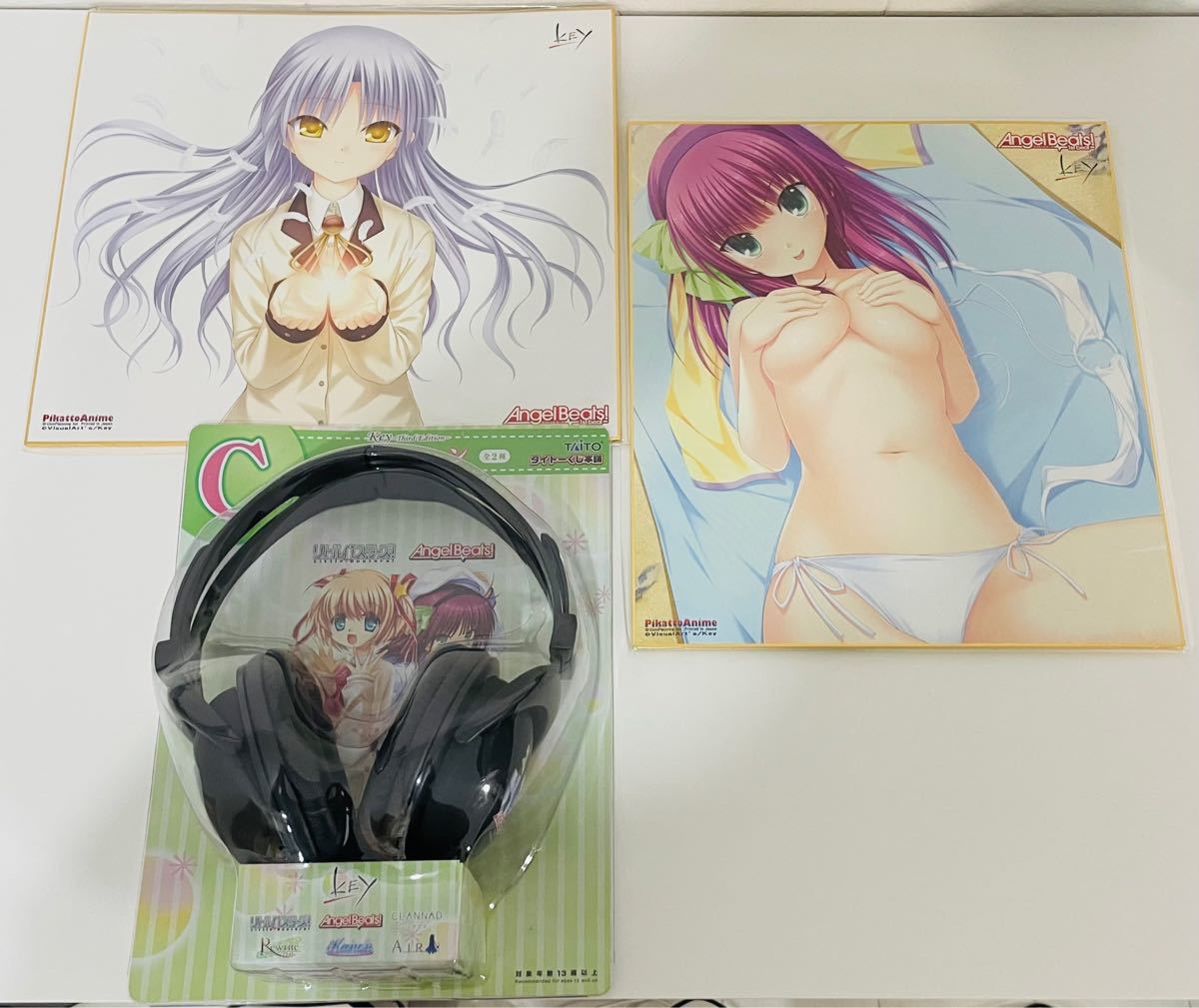 Angel Beats! 色紙2枚、タイトーくじ　key ヘッドホン　ヘッドフォン