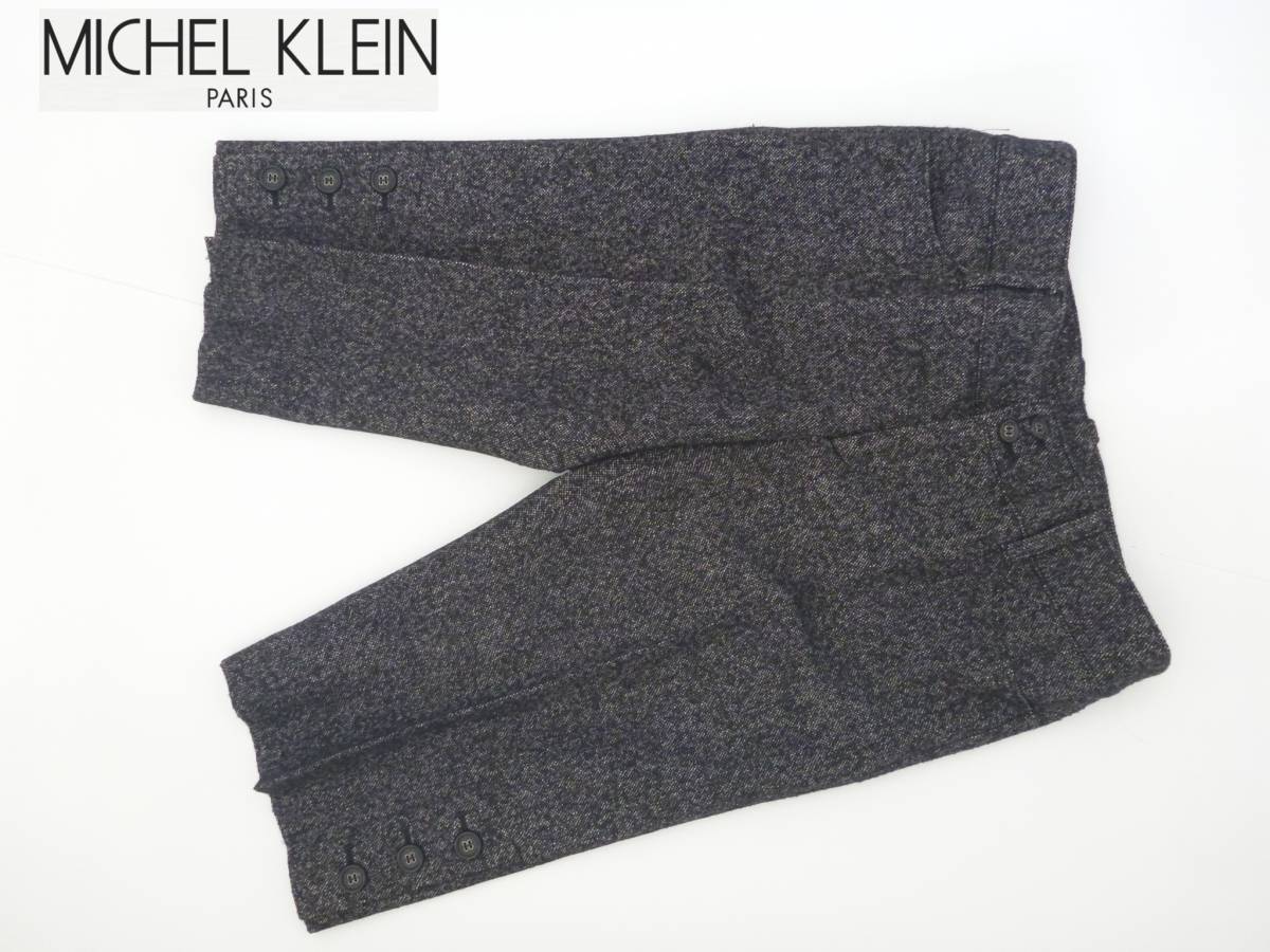 1.5万 MICHEL KLEIN　ミッシェルクラン ★黒　ブラック系ツイード　クロップドパンツ　38　M相当_画像1