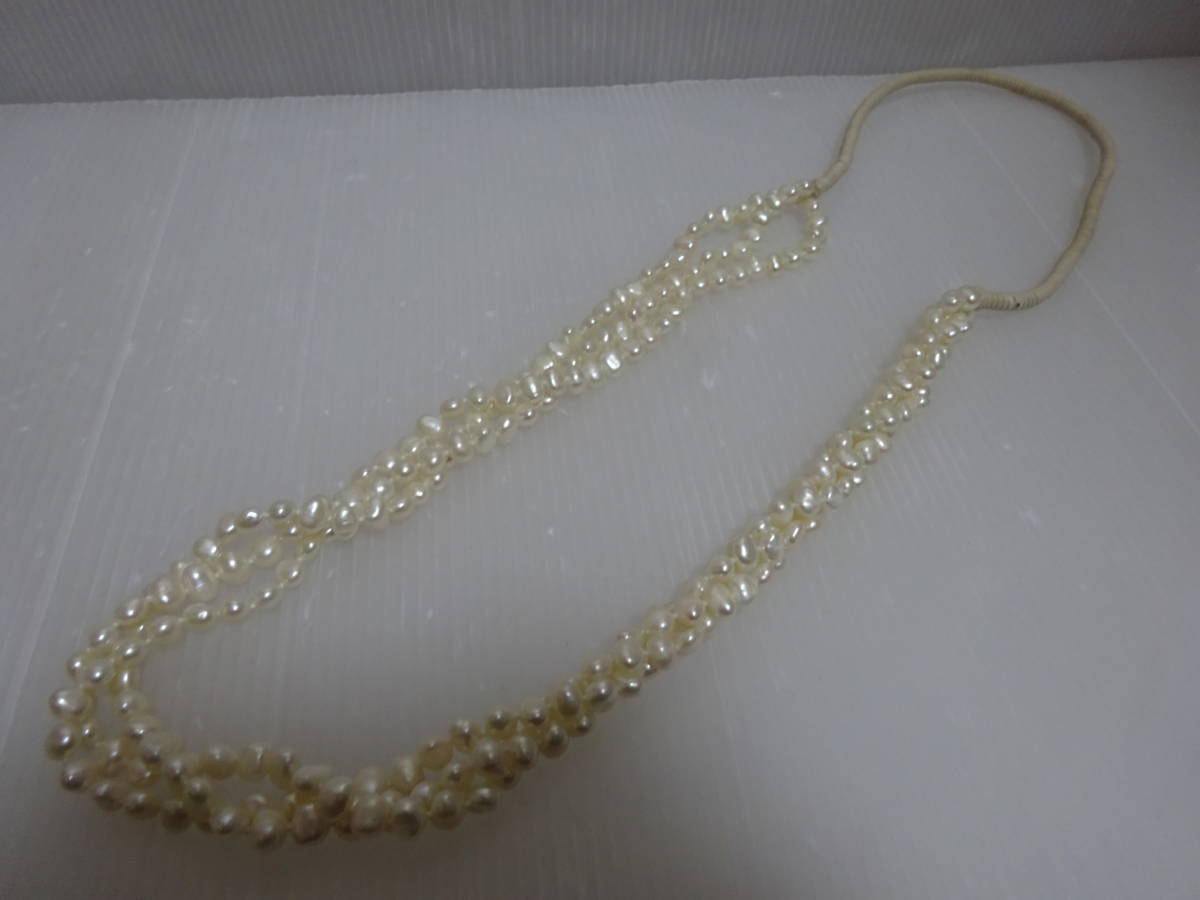 美品 淡水パール 3連ネックレス 6.5~7㎜ メール便 参考定価38000円 ...