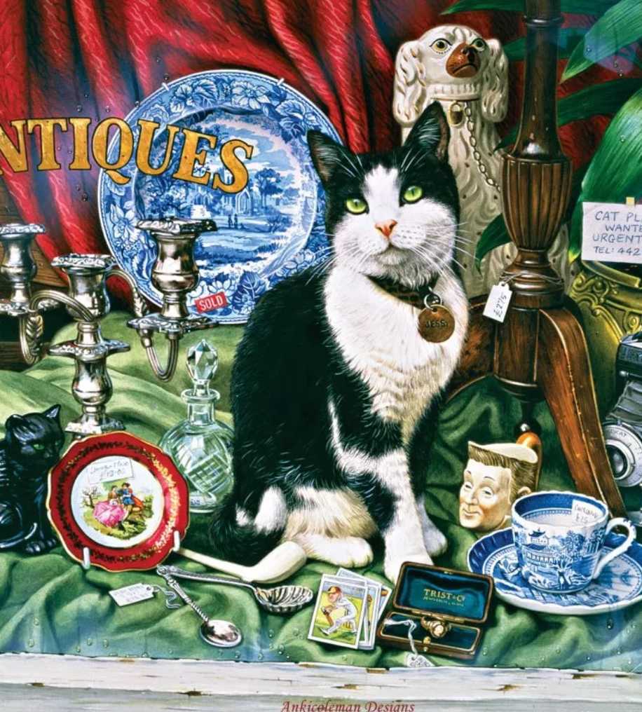 クロスステッチキット アンティーク猫 ねこ ネコ 14CT 33×33cm 刺繍
