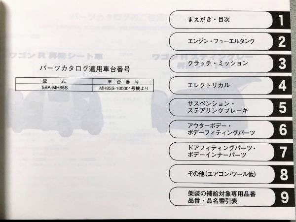 ◆◆◆ワゴンR（昇降シート車）　MH85S　2型　純正パーツカタログ　初版　20.02◆◆◆_全体的にややヤケによる変色があります。