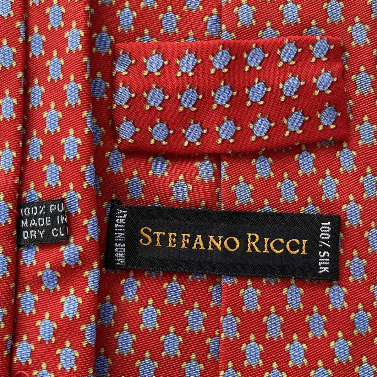 STEFANO RICCI【ステファノリッチ】 赤レッド亀さん総柄ネクタイ_画像1