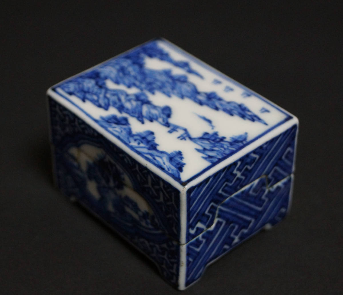ヤフオク! - 【閑】茶道具 染付『山水風景文』巾入 巾盒 / 茶事 茶道...
