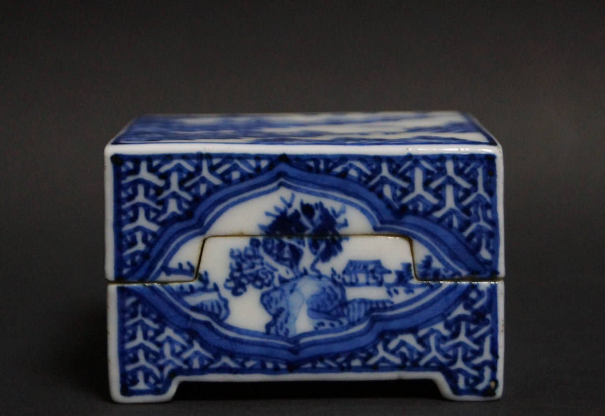 ヤフオク! - 【閑】茶道具 染付『山水風景文』巾入 巾盒 / 茶事 茶道...