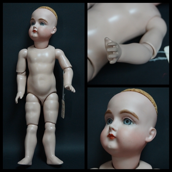 【閑】ビスクドール可愛らしい女の子人形 Seeley社製ボディー (Real Seeley Body USA) 頭部ドイツ製 玩具 ガラス目 高さ43㎝_画像3
