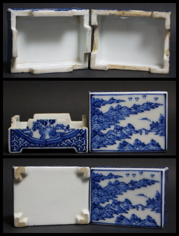 ヤフオク! - 【閑】茶道具 染付『山水風景文』巾入 巾盒 / 茶事 茶道...