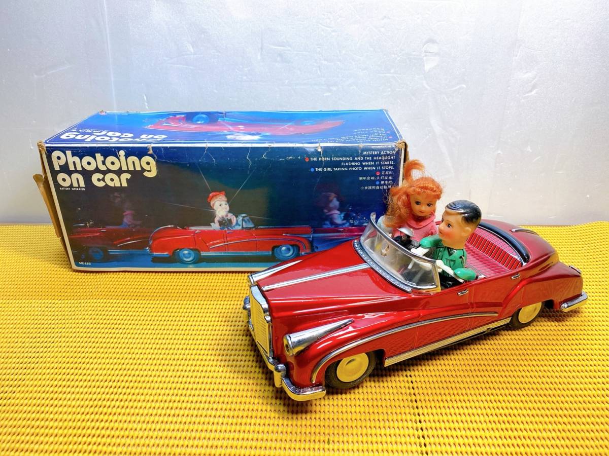 貴重　レトロ　昭和レトロ　Photoing on car　ME630　ブリキトイ　ブリキのおもちゃ　ジャンク扱い　現状品