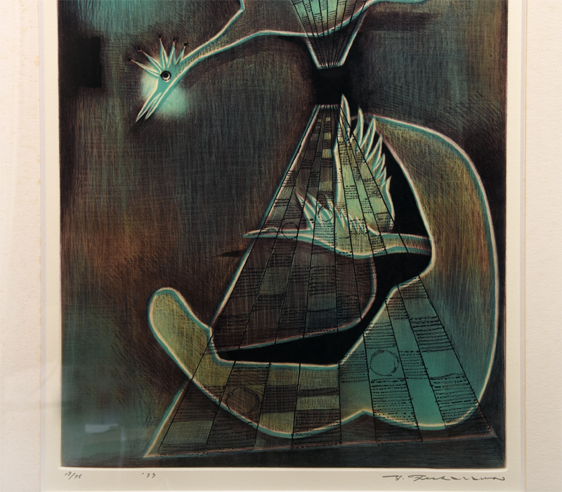 深沢幸雄 大判 銅版画「不死鳥が舞う」サイン有 E.D 19/75 1997年 額約