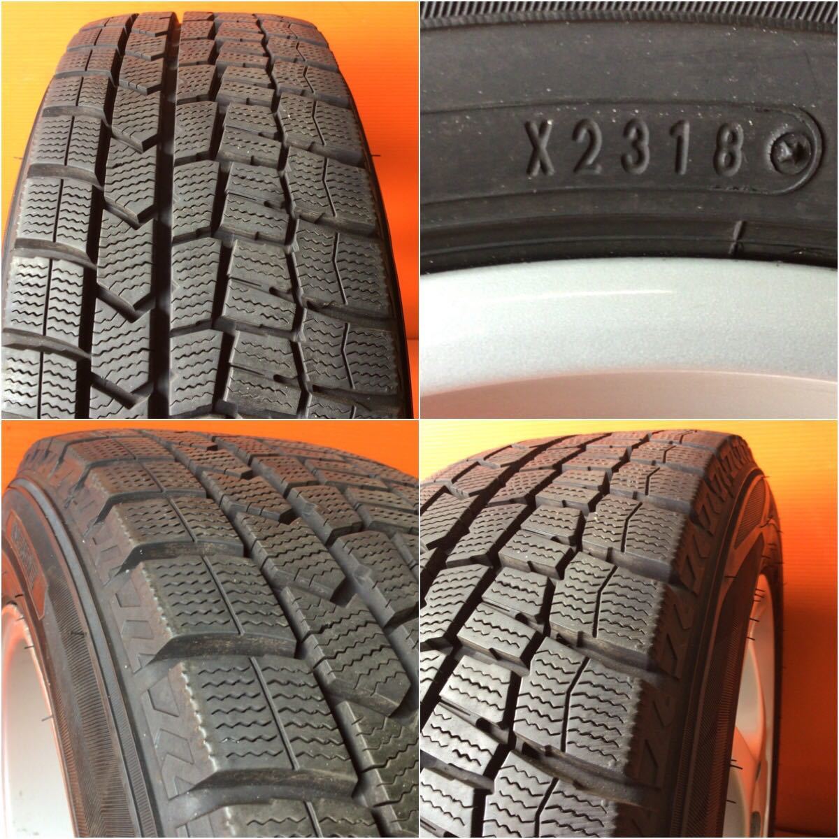 バリ山 ダンロップ WM02 185/60R15 ENKEI 6.5J+45 5穴100 2018年 スタッドレス シエンタ ポロ 等_画像9