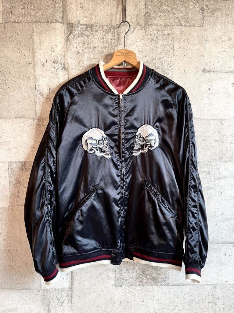 ☆★希少 STUSSY SKULL & SNAKE SOUVENIR JACKET ステューシー スカル & スネイク 豪華刺繍  スカジャンリバーシブル スーベニア オールド★