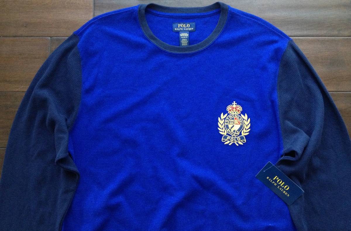 【既決USA】Polo Ralph Lauren ・ ラルフローレン@完売胸元刺繍【Polo】ロゴ入ワフッル【RL Crest Patch Thermal Waffle Knit Shirt】@2XL_画像6