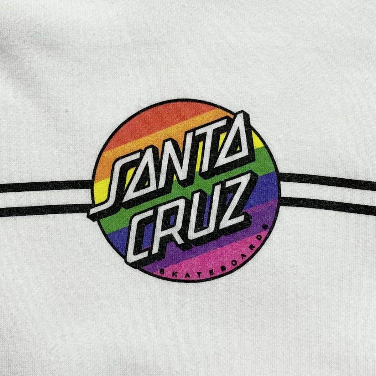 【人気アイテム】サンタクルーズ SANTA CRUZ スウェットパーカー Mサイズ ホワイト バックプリント スリーブロゴ 裏起毛 21-203