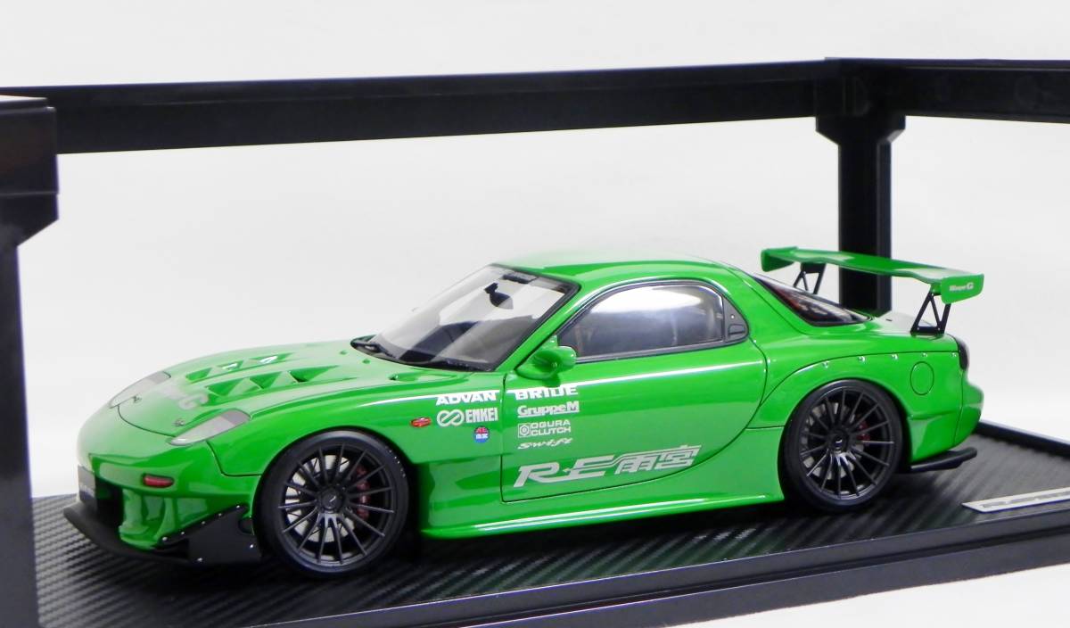 IG 1/18 RE雨宮 マツダ RX-7 FD3S グリーン 雨宮フルエアロ GTウイング イグニッションモデル 2230 MAZDA RX-7 (FD3S) RE Amemiya Green_画像2