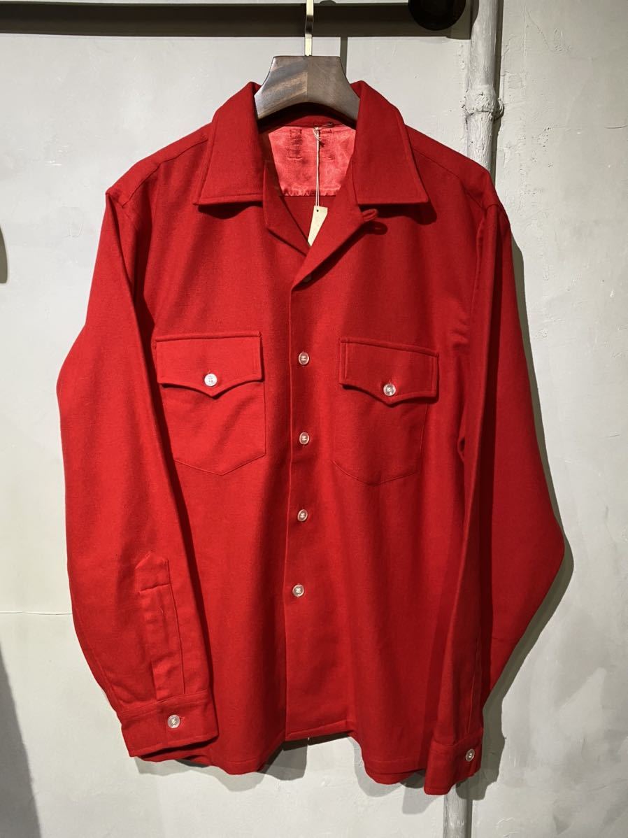 【即決】60s ヴィンテージ ウールボックスシャツ box shirt 赤 レッド 美品 60年代 ビンテージ_画像2