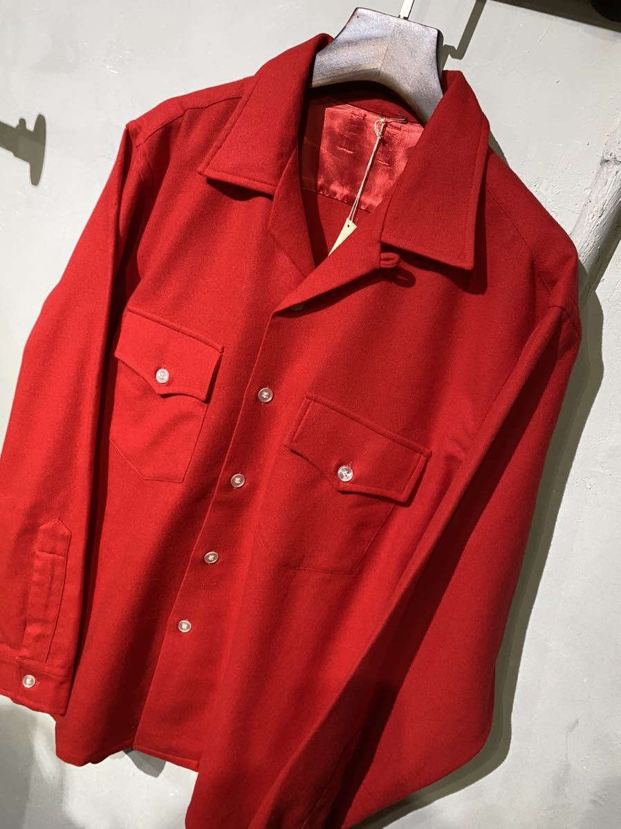 【即決】60s ヴィンテージ ウールボックスシャツ box shirt 赤 レッド 美品 60年代 ビンテージ_画像4