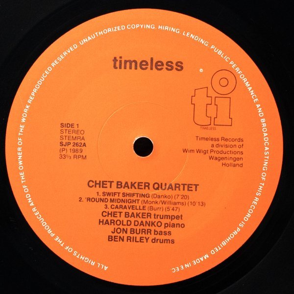 【蘭オリジナル】CHET BAKER HOLLAND盤 COOL CAT チェットベイカー TIMELESS 好内容作品_画像4