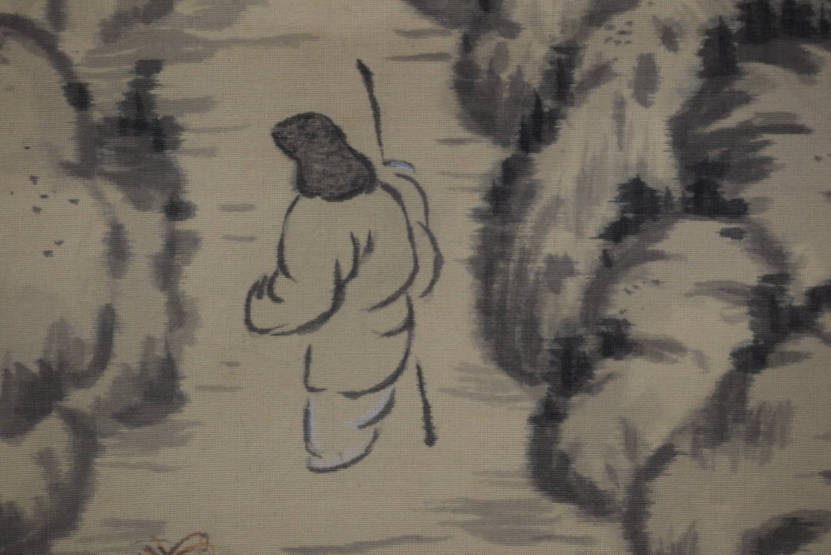 作者不詳/春山訪友図/山水人物図/掛軸☆宝船☆Y-694 JM 2