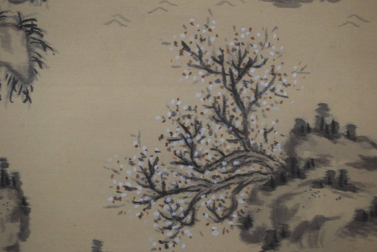 作者不詳/春山訪友図/山水人物図/掛軸☆宝船☆Y-694 JM 3