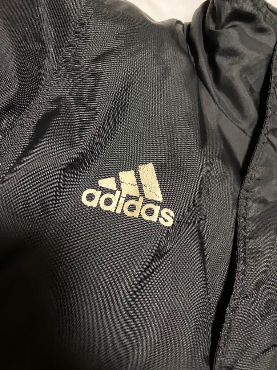 adidas ACミラン ナイロンジャケット ビッグロゴ L ベンチコート adidas ACミラン ナイロンジャケット ビッグロゴ L ベンチコート