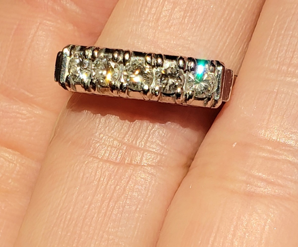 Pt850　プラチナ850天然ダイヤモンド　0.4ct 一文字リング　13号   ダイヤモンドリング