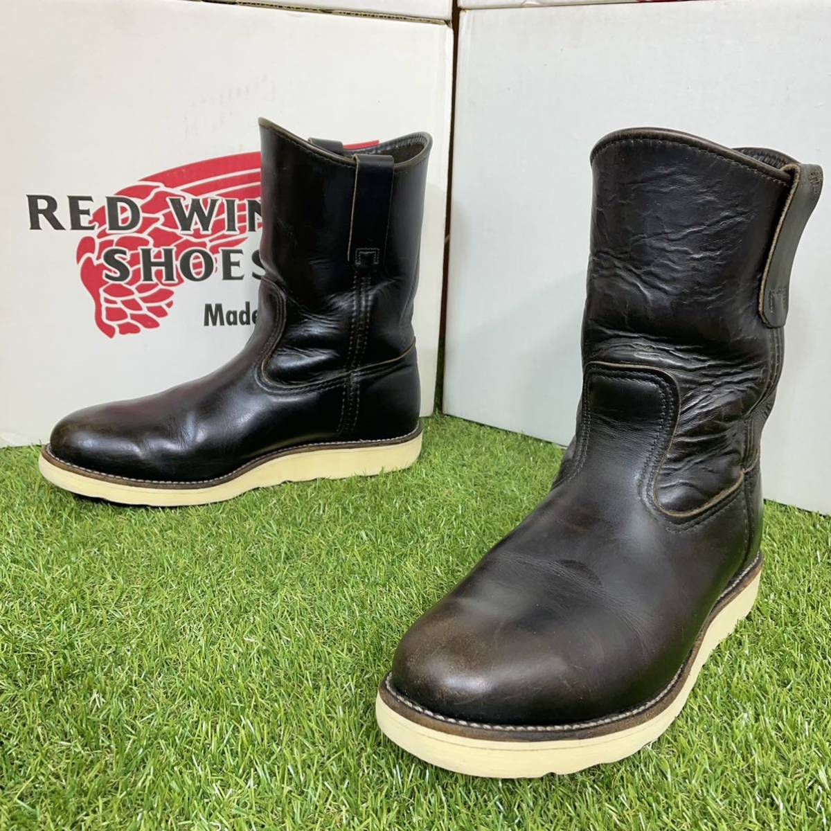 安心品質0569】茶芯8169レッドウイングREDWING25-26 7Eペコスブーツ