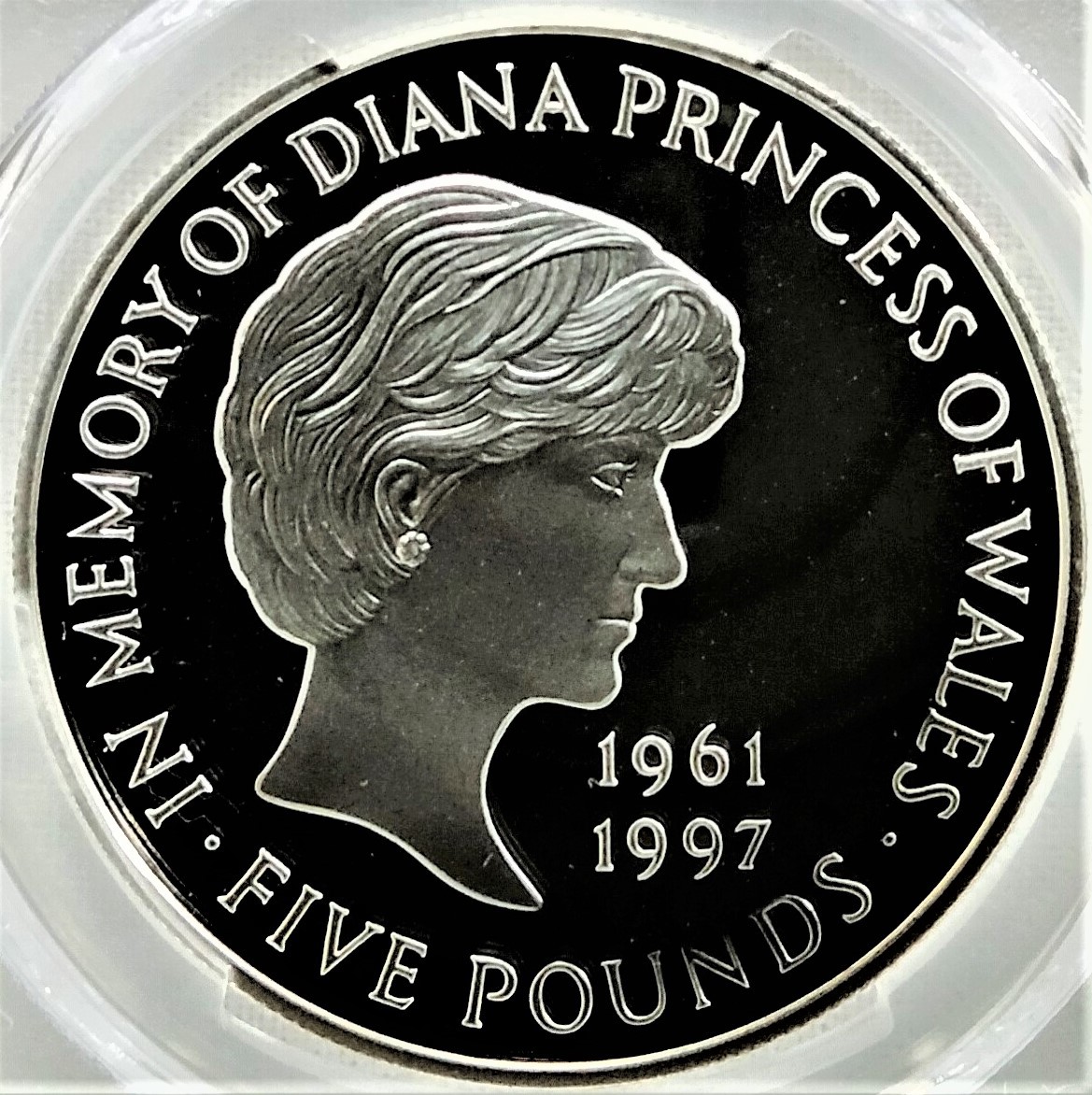 【 ダイアナ元妃 】 1999 イギリス 追悼記念 銀貨 5ポンド PCGS PR 65 DEEP CAMEO COA リーフレット ケースつき アンティークコイン 投資