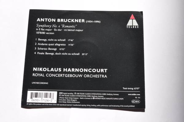 ブルックナー：交響曲第4番《ロマンティック》[1878/80年版]@ニコラウス・アーノンクール&ロイヤル・コンセルトヘボウ管弦楽団_画像2
