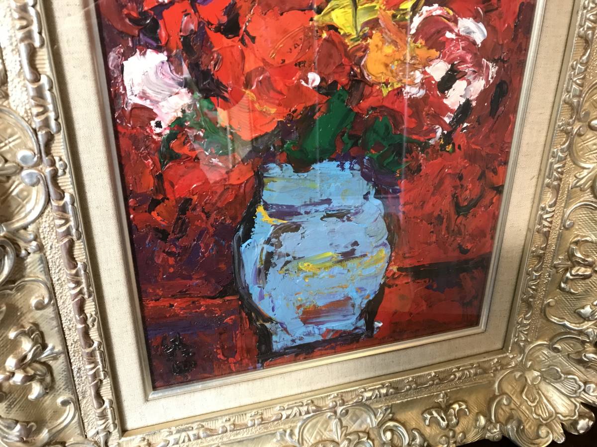 出群 森田茂 薔薇 油彩 油絵 6号 静物画 バラ 花瓶 文化勲章 洋画 絵画
