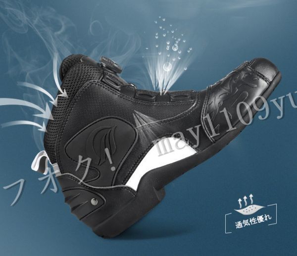 新品SALE! ライディングシューズ メンズ 靴 レーシングブーツ 合革 安全フェイクレザー バイク用ツーリング グリーン [ サイズ 色 選択可 ]_画像3
