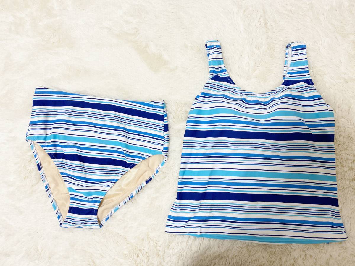 * Lady's swimsuit 15LL*aru Jean *.... total lining *.. part .. shape two -ply lining correction pants / tankini swimsuit : blue 