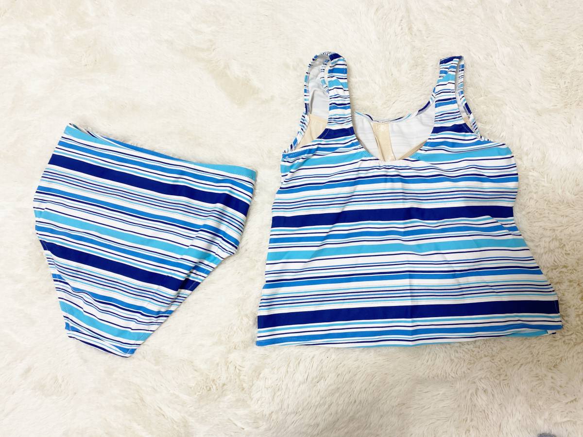 * Lady's swimsuit 15LL*aru Jean *.... total lining *.. part .. shape two -ply lining correction pants / tankini swimsuit : blue 