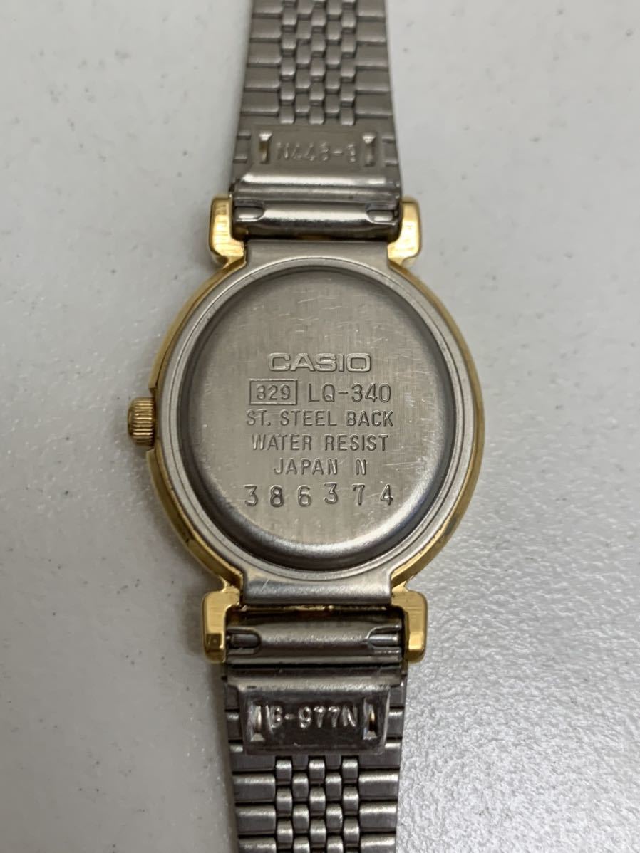 CASIO カシオ LQ-340 不動品 中古品 ジャンク品 クォーツ 箱保証書無 レディース 腕時計 ゴールド ステンレス_画像3