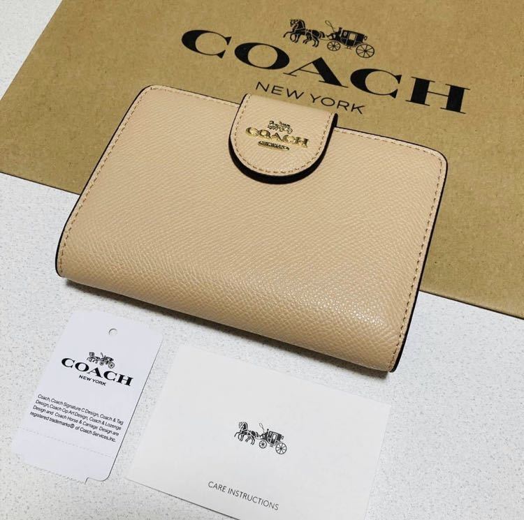 COACH コーチ ミディアムコーナー ジップウォレット ベージュ系 6390