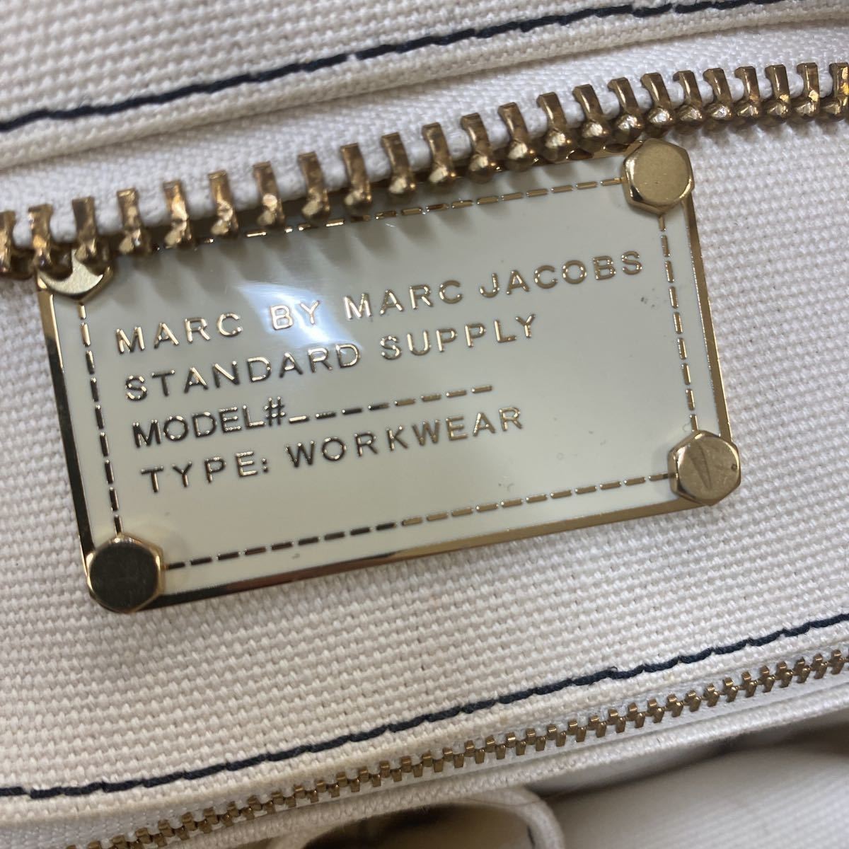 【MARC BY MARC JACOBS マークジェイコブス】STANDARD SUPPLY キャンバストートバッグ ロゴ入りハンドバッグ 大白_画像8