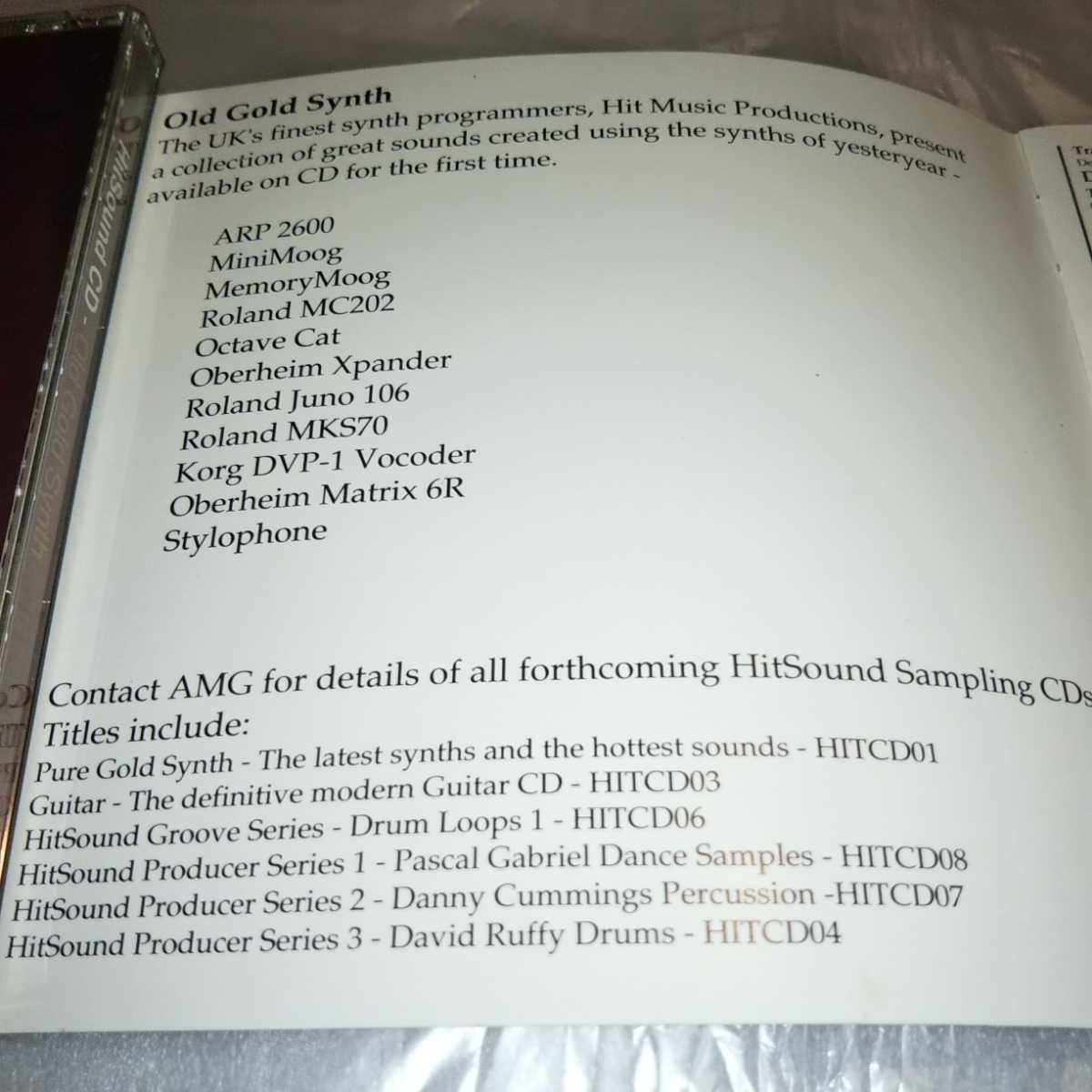 HitSound Sampling CD Old Gold Synth HITCD02 サンプリング ARP2600 MiniMoog ミニムーグ Roland Juno 106 MKS70 Korg DVP1 Vocoder_画像3