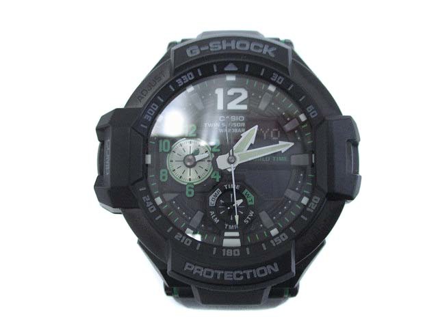 カシオジーショック CASIO G-SHOCK GA-1100 グラビティマスター スカイコックピット 腕時計 ワールドタイム ブラック グリーン メンズ_画像1