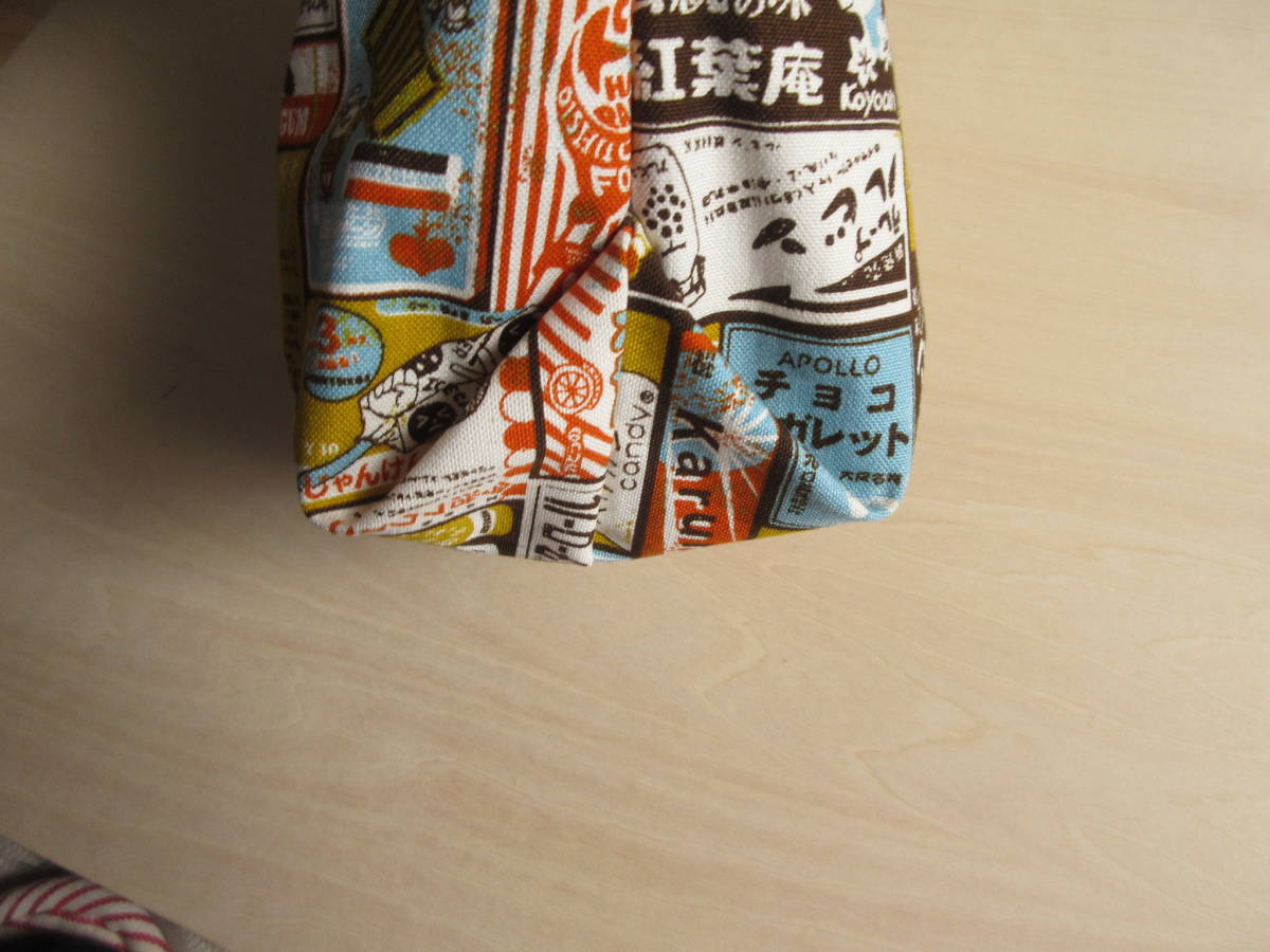 ハンドメイド　１１号帆布　昭和レトロなお菓子の看板　くったりバッグ