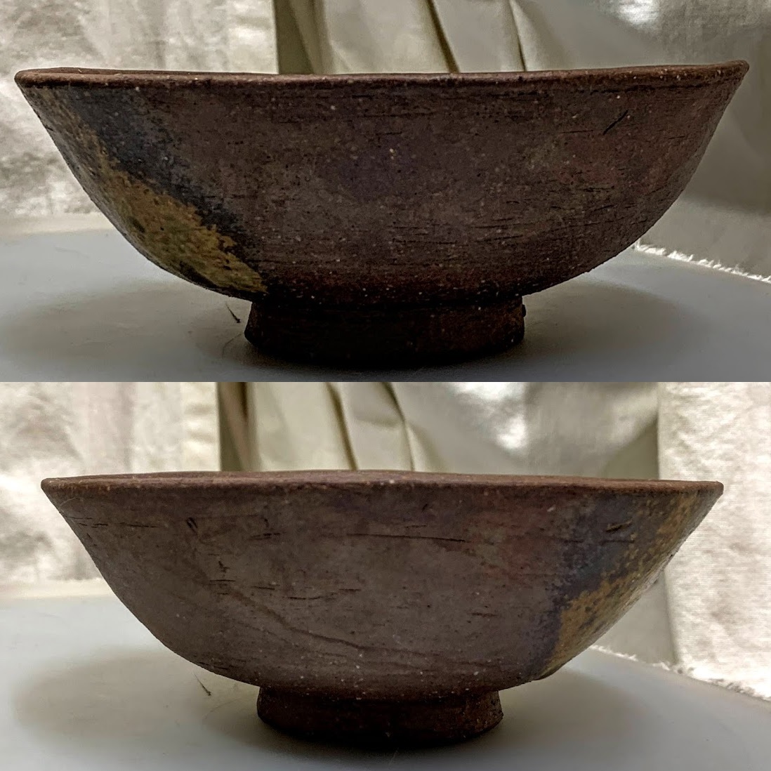 古い 備前焼 窯変茶碗 平茶碗/茶碗/茶わん み 在銘 箱無し 茶道具 古玩 問屋 古い備前焼 箱なし 陶芸