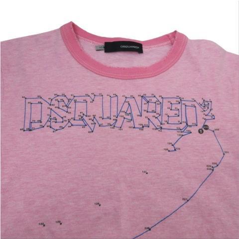 ディースクエアード Tシャツ カットソー ロゴ ダメージ加工 DSQUARED2 トップス ユーズド加工 長袖 クルーネック サイズXS ピンク_画像5