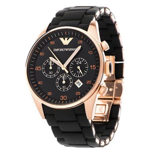 ■AR5905 エンポリオアルマーニ 腕時計 アルマーニ ウオッチ クロノグラフ 新品 ブラックxローズゴールド スポーツ クオーツ ARMANI