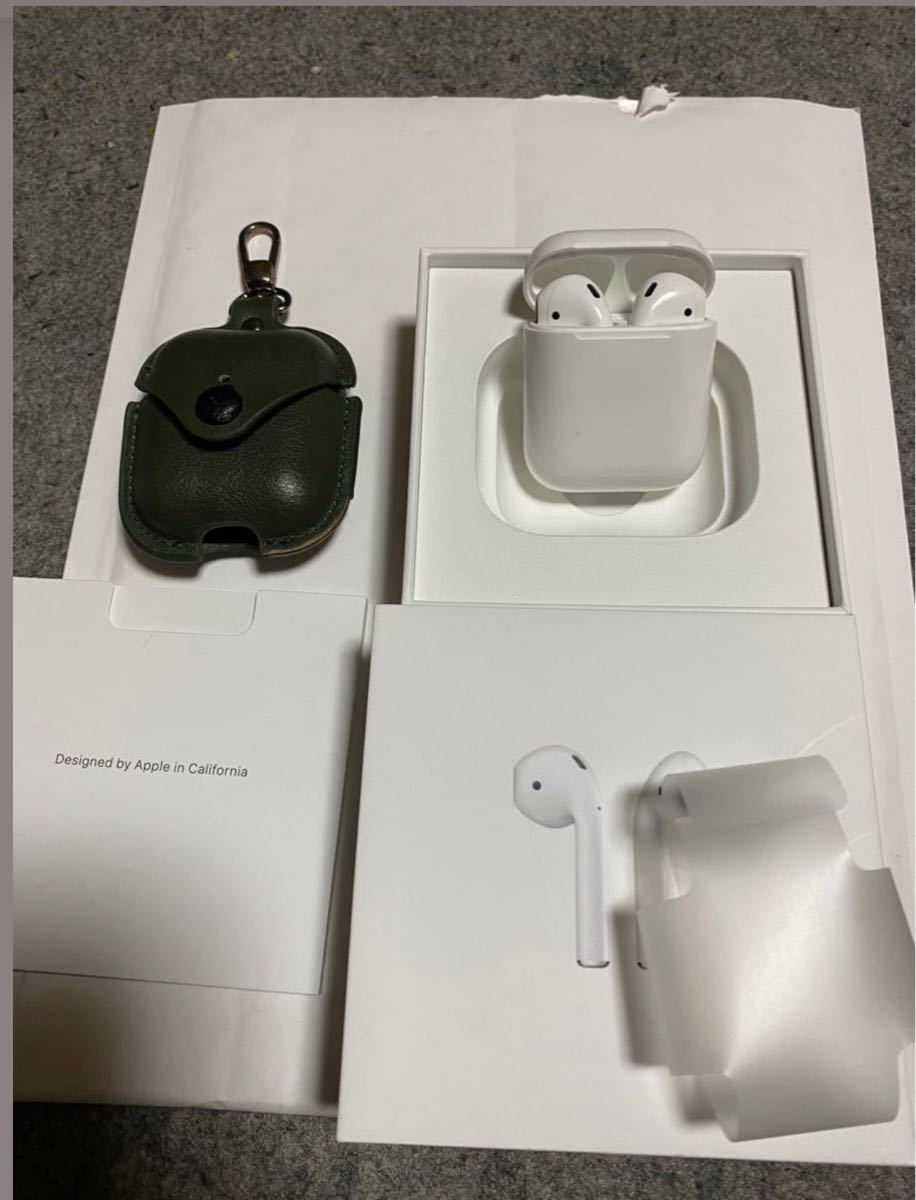 エアーポッズ2世代 中古美品 2世代ケース付き(グリーン)正規品