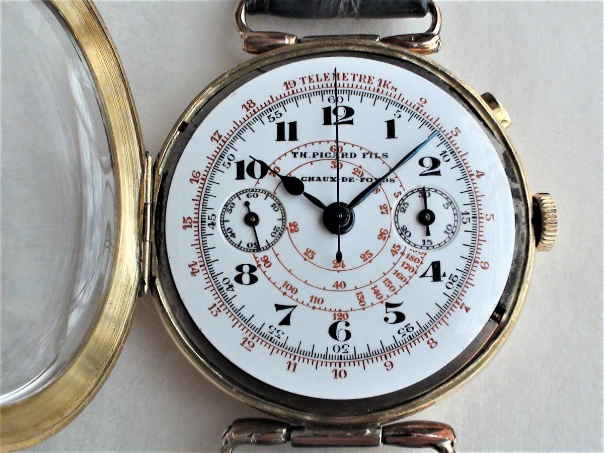 1920~30 period TH. PICARD FILS one push Chrono 18K beautiful goods 