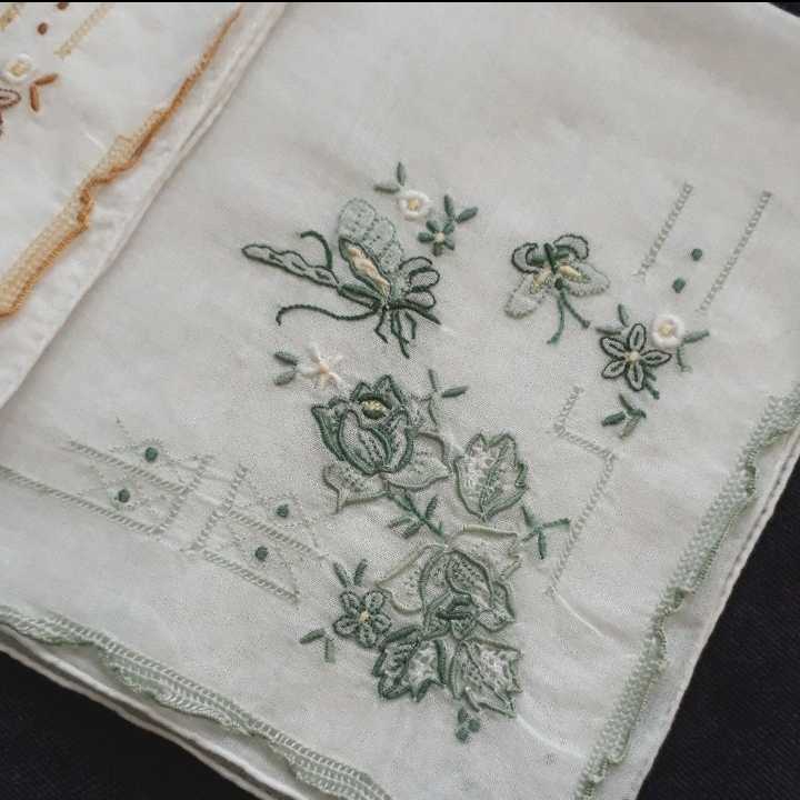 スワトウU ヴィンテージ 高級手刺繍ハンカチ