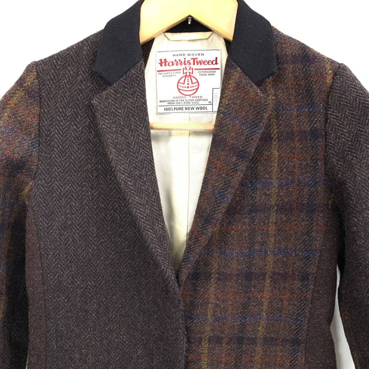 UNITED ARROWS BEAUTY&YOUTH HARRIS TWEED ハリスツイード コラボ　ウール　チェスターコート クレイジーパターン　 レディース　S