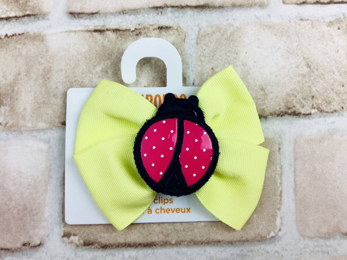 Acc-313[ new goods ]Gymboree/ barrette / lemon yellow / ladybug / Ribon / for children / hair accessory / Gymboree / imported car / free shipping / including in a package welcome 