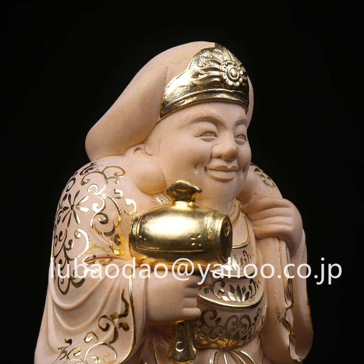 木彫り 仏像 切金 開運七福神 大黒天 財神 原木蒔絵系 彫刻 福運・福徳 木彫り 仏像 切金 開運七福神 大黒天 財神 原木蒔絵系 彫刻 福運・福徳