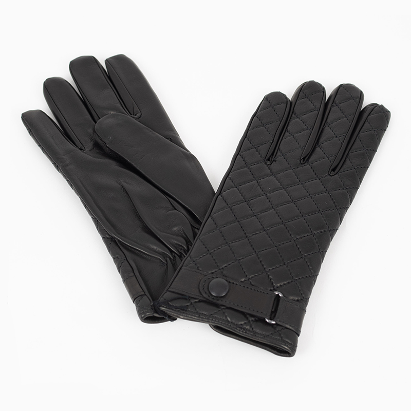  new goods free shipping BRUNO CARLO blue nokaruro Italy made cashmere gloves ram leather black diamond pattern stitch men's glove 8(M) size 