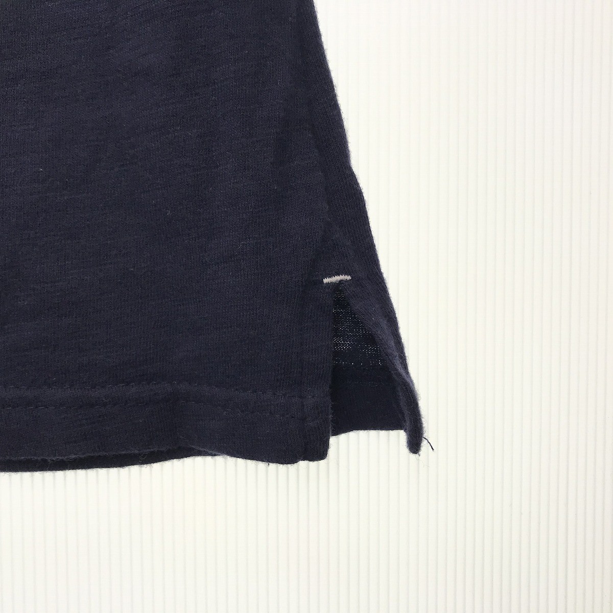 AZUL by moussy 胸ポケット付き 紺×白 Tシャツ S アズールバイマウジー ボーダープリント ま 