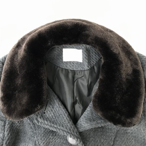  Olive des Olive attaching and detaching fur attaching / long coat size M dark gray tube NO. 9-085